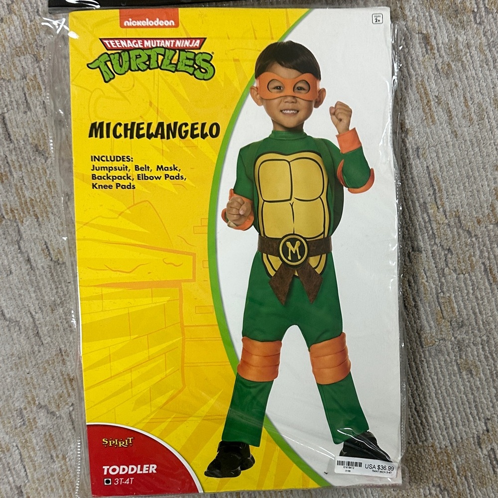 Nickelodeon TMNT Michelangelo Green and Orange Kids Costume